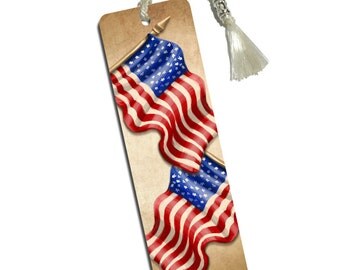 Items similar to Red, White, Blue American Flag Bookmark with Tassel ...