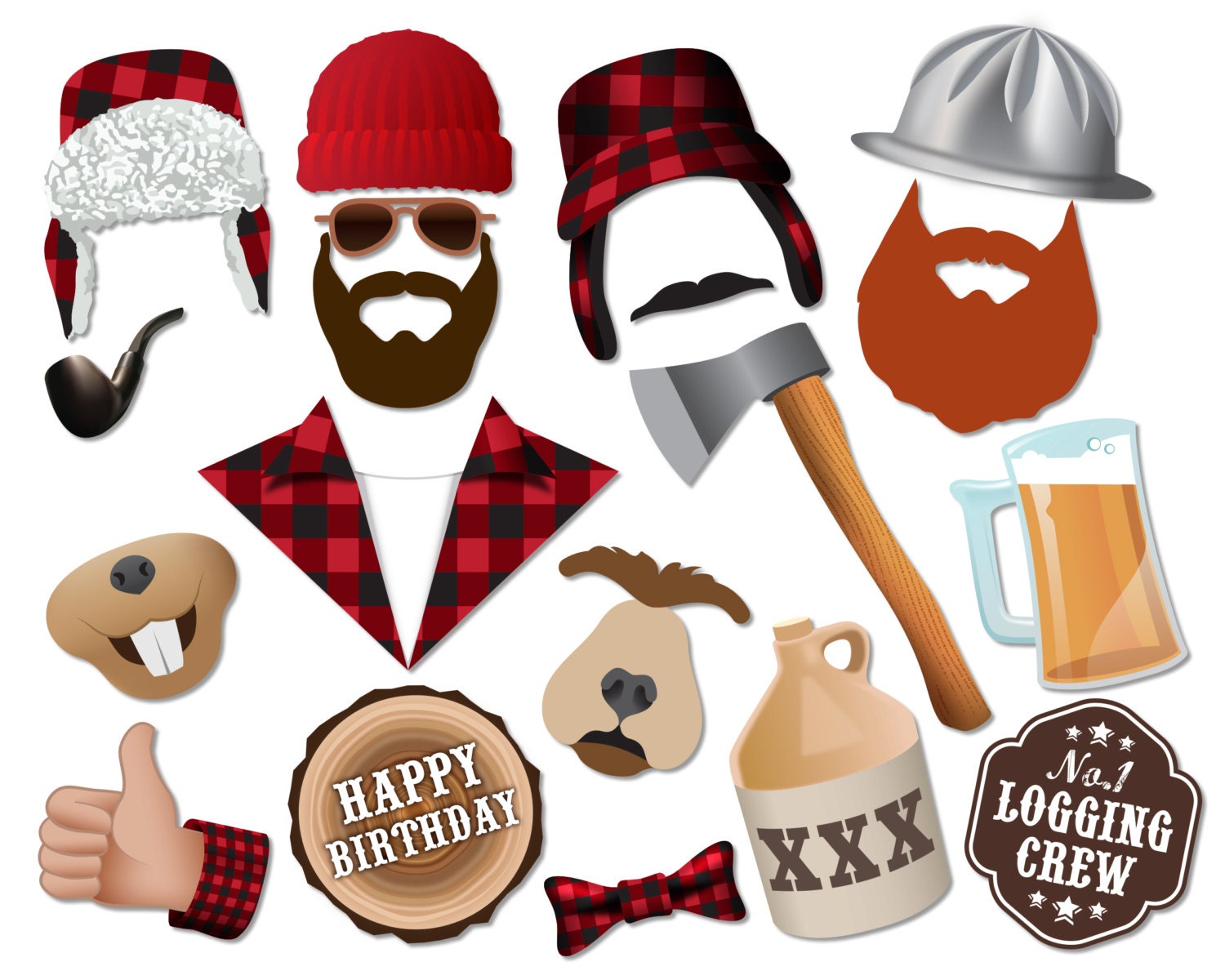 Lumberjack birthday photo booth props. Lumberjack Party