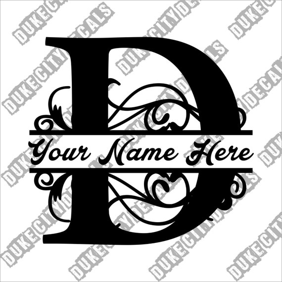 Letter D Floral Initial Monogram Family Name Vinyl Decal