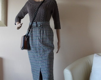 Woollen Skirt 100% Size 8UK, Womens Clothing Skirt, Next Label Split & Buckle Side Pockets, Fully Lined Made in Belgium Trending Mod Skirt
