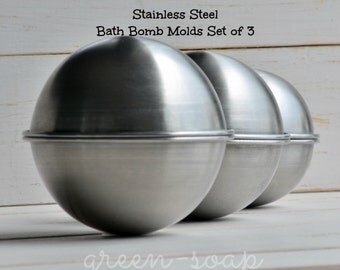 Bath Bomb Molds 3.15",2.75",2.36" Sphere Mold, Bath Fizzy Mold, Cake Mold, Stainless Steel, Round Mold, DIY Bath Bomb,Metal Mold,EXTRA LARGE