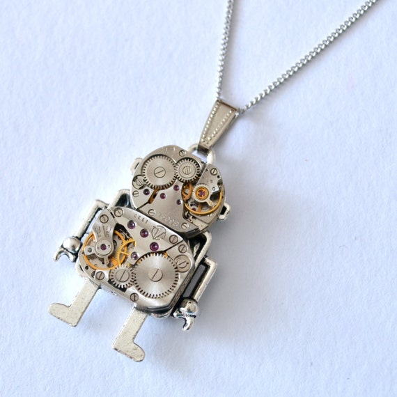 Steampunk Robot Necklace/Necklace Robot/Robot Pendant/Industrial Neclace/Andriod Pendant/Steampunk Pendant/Steampunk Gift/Steampunk Robot by SteampunkArtStudio steampunk buy now online