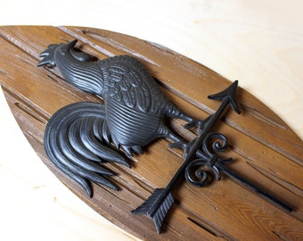 Vintage Burwood Rooster Weathervane Wood Plaque