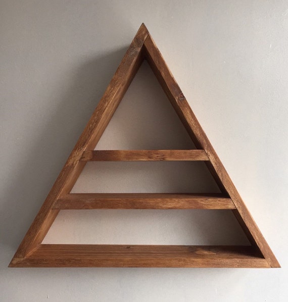Triangle shelf display shelf crystals gems by Lovelifewood on Etsy