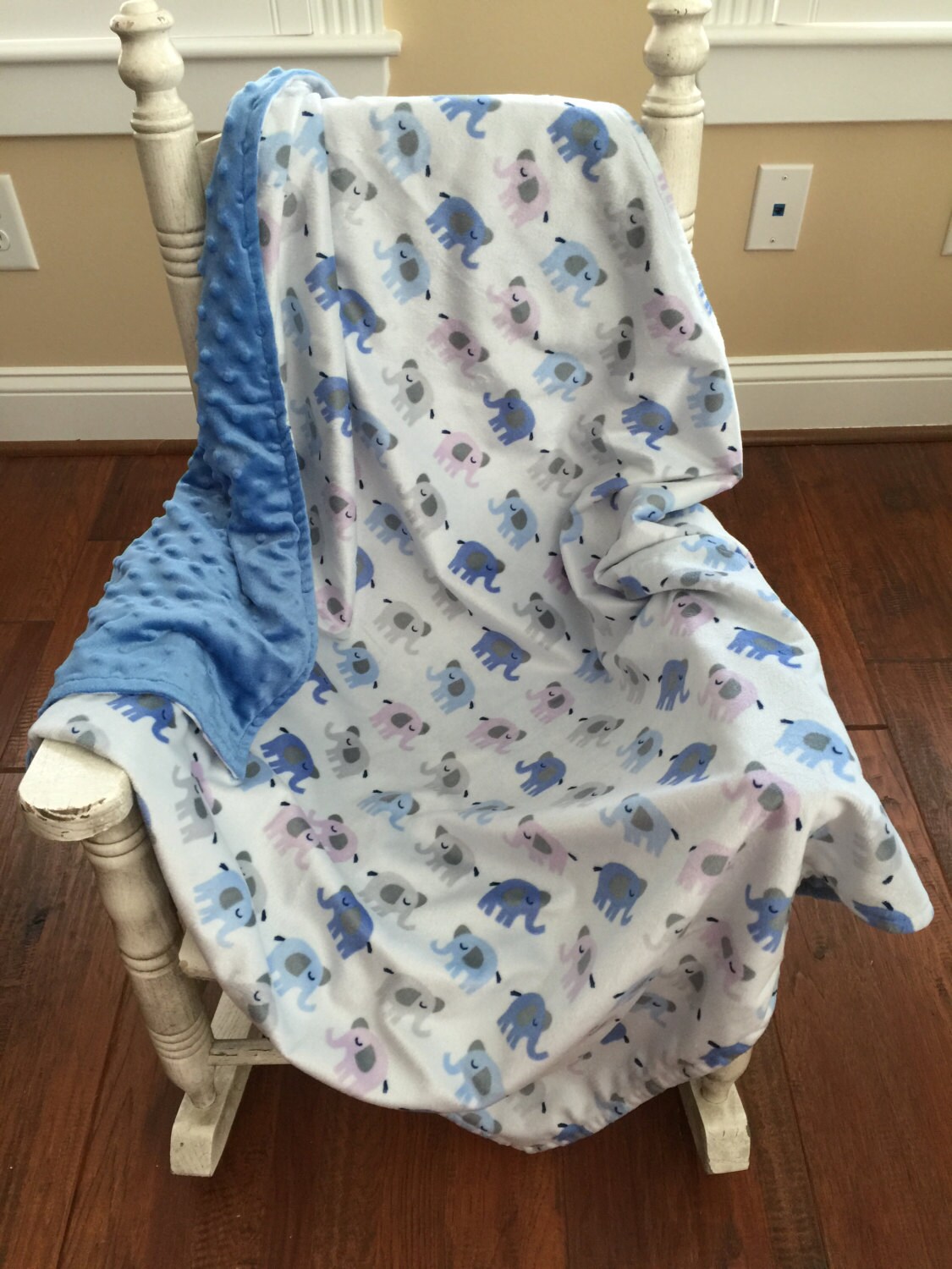 Elephant Baby Blanket / Minky Baby Blanket / Soft Baby Blanket