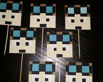 Handmade Minecraft Dantdm inspired cupcake toppers