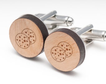 Cookie Wood Cufflinks Gift For Him, Wedding Gifts, Groomsman Gifts, and Personalized