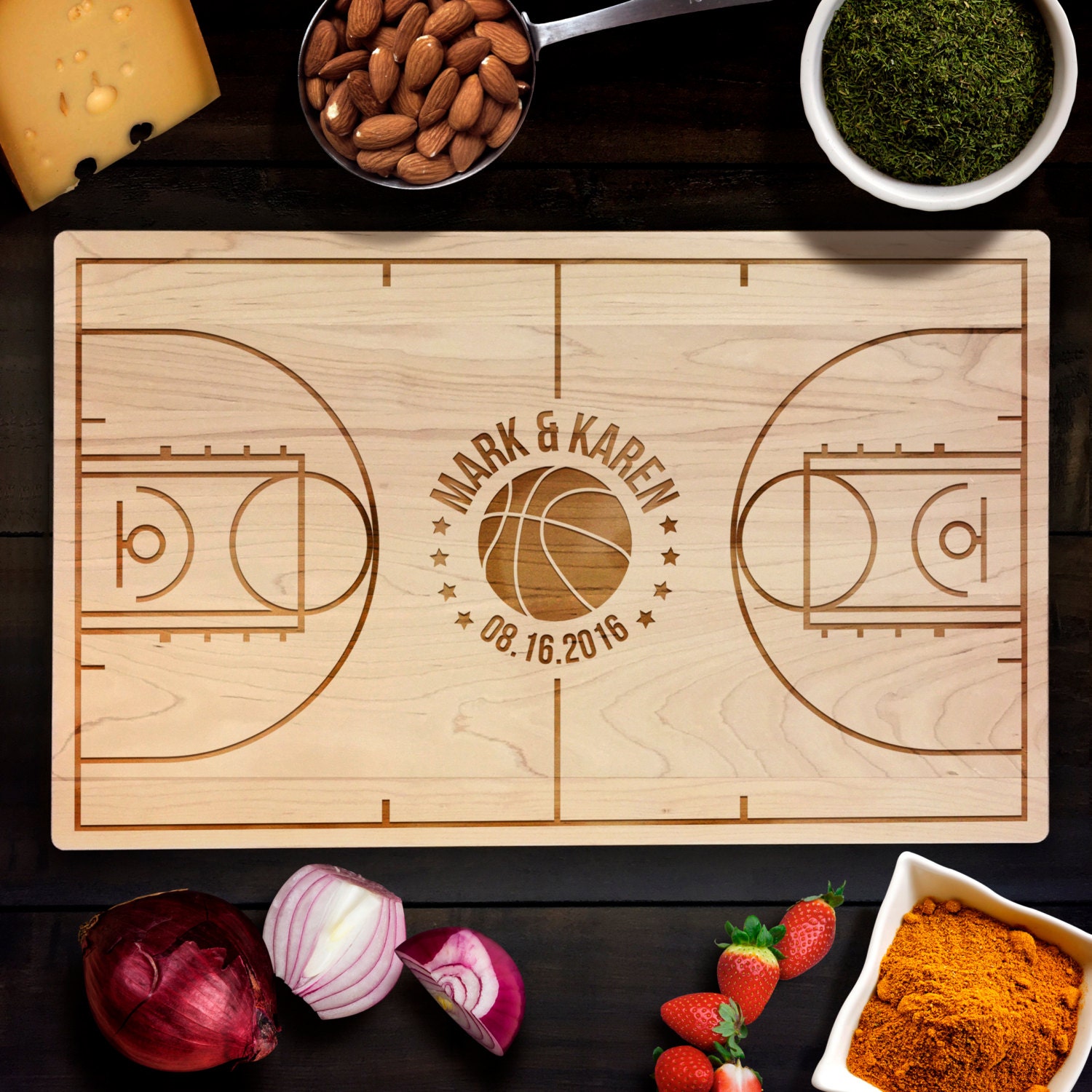 Personalized Basketball theme Laser engraved Cutting Board