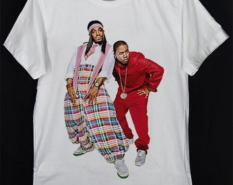 OutKast Hip Hop Duo André 3000 Andre 3K Dre 3 Stacks Johnny Vulture & Big Boi White Unisex T-Shirt S-XXL