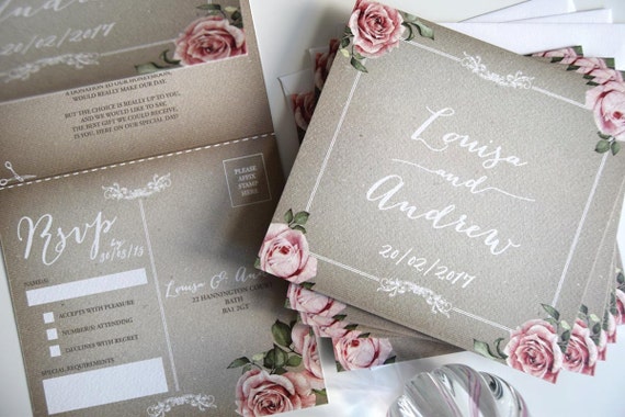 Vintage Grey Wedding Invitation Sample