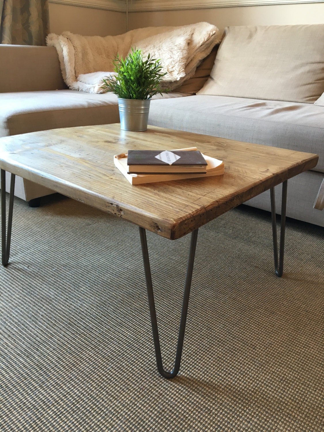 Rustic Wooden Coffee Table Made From Reclaimed Scaffold Boards