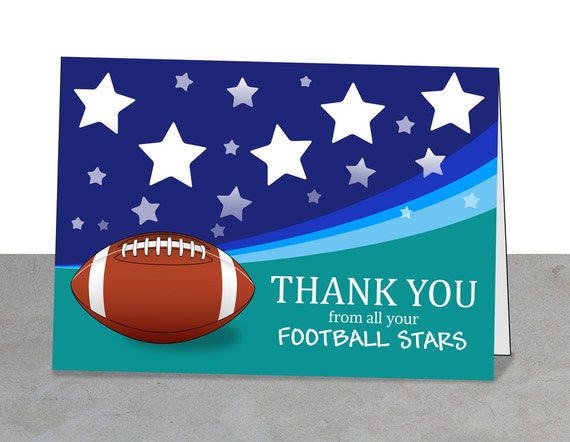Football Thank You Card Football Printable Coach by BlueOwlPrints