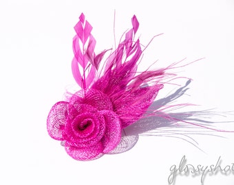 Pink Fascinator 2 in1 Hair Clip and Brooch