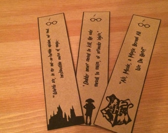 Harry Potter Bookmarks - Dobby, Hogwarts, Dumbledore. Great Gift. Set of 3.