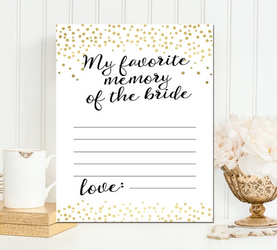 Favorite Memory of the Bride Printable Black and Gold Foil