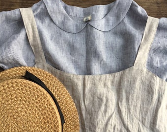 Linen blouse with Peter Pan collar, Cute Linen Shirt Women, Linen T Shirt, Linen Tee, Plus size shirt, Linen Blouse, Cute Top, striped top