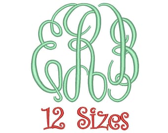 Master Circle Monogram Embroidery Font 12 Sizes Machine BX Embroidery Fonts Embroidery Monogram Fonts 3 Letter Monogram - Instant Download