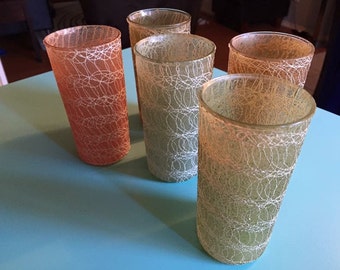 Vintage Spaghetti String Glasses Set of 5