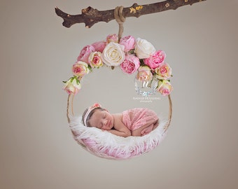 2x Digital Backdrop - Newborn floral basket (Morine)