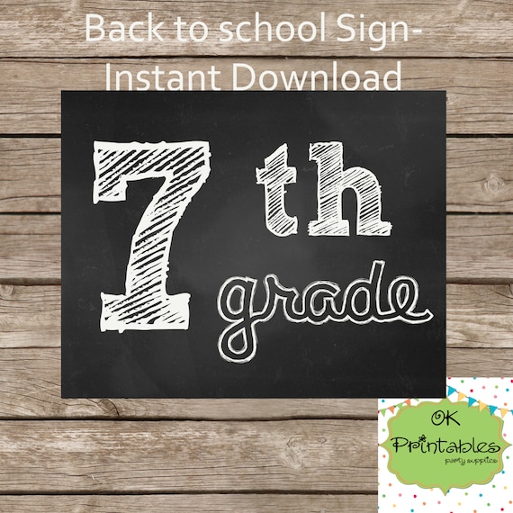 7th grade Chalkboard sign Teacher class sign by OKPRINTABLESSHOP