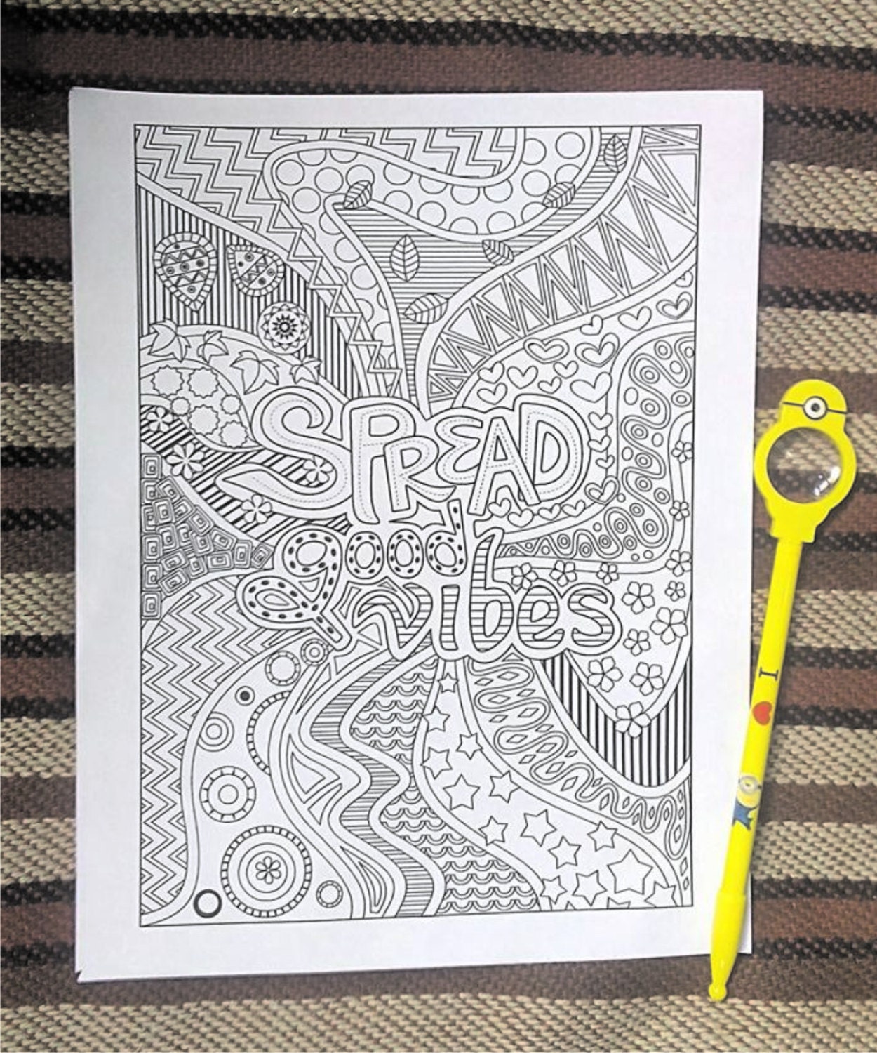 Printable Spread Good Vibes Coloring Page for by RicLDPArtworks
