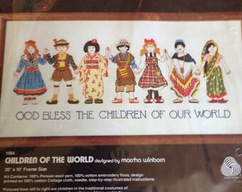 Vintage 1980 Children of the World Crewel kit Sealed