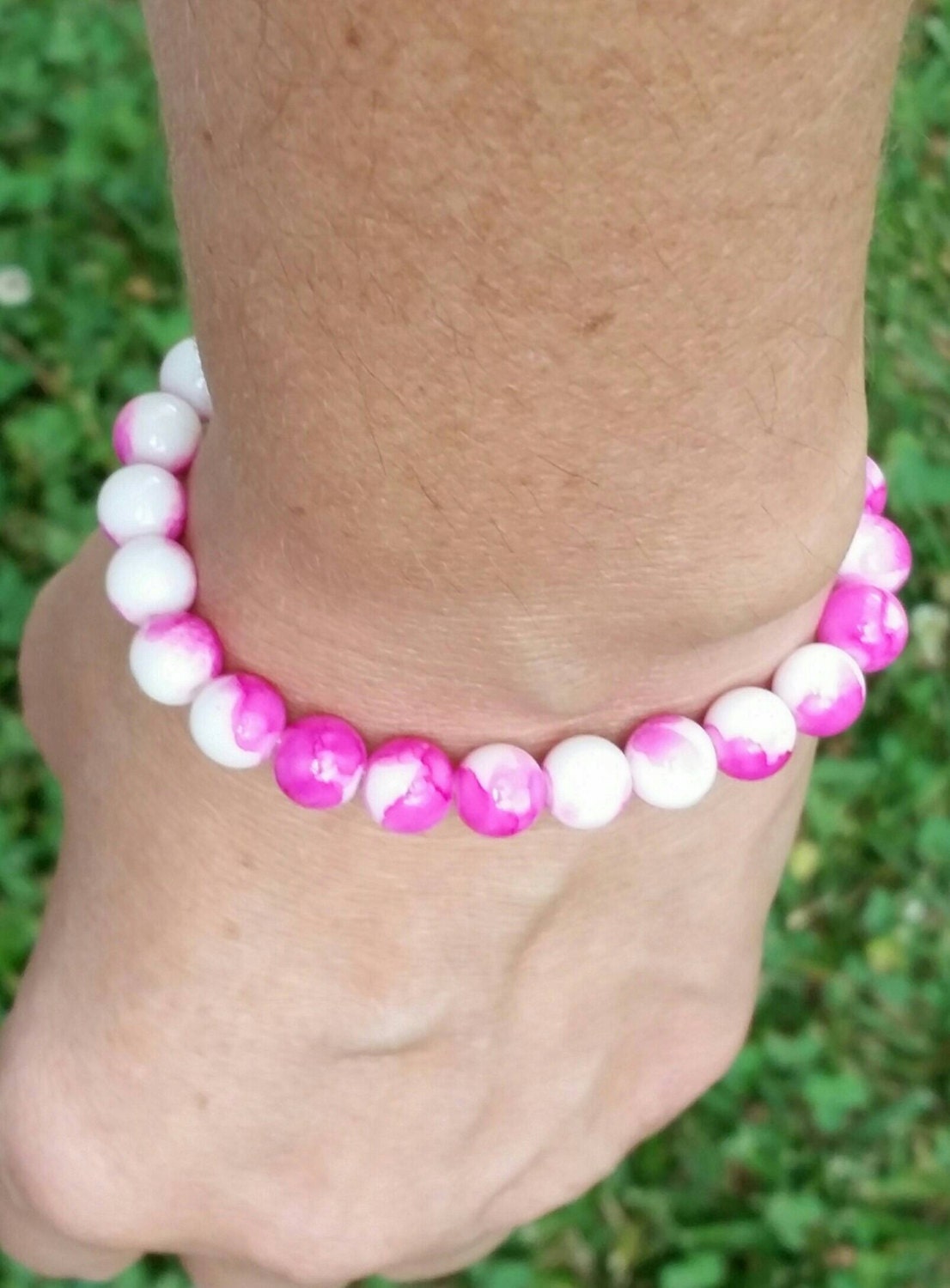 Stretch Bracelet Pink Bracelet White Bracelet Tie Dye