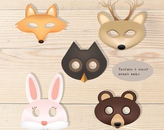 Woodland party, woodland birthday, woodland mask, fox mask, owl mask, deer mask, rabbit mask, bear mask, woodland photo props,