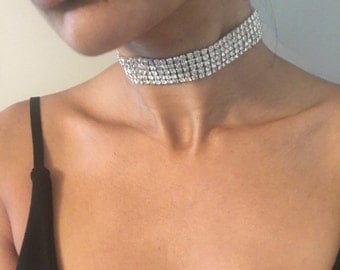 2017 SALE!!!//CHOKER//The Diamond Choker// 5 row sparkly Jewel Choker// Free Shipping & Gift!!!