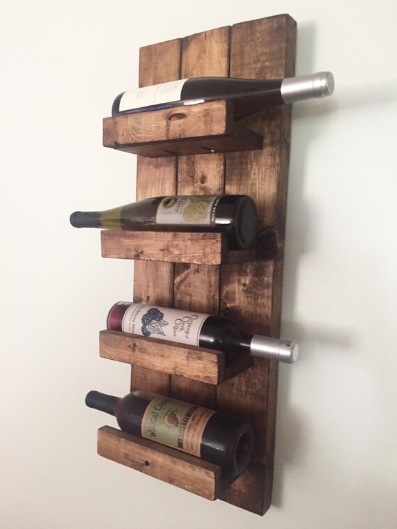 Items similar to 4 Bottle Rustic Wine Rack on Etsy