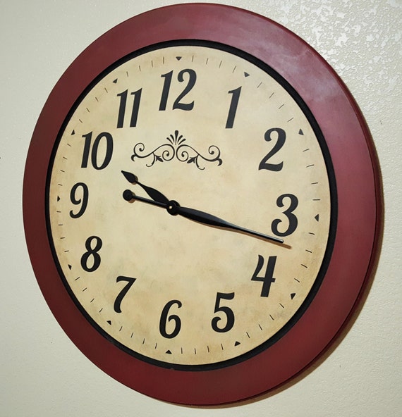 30 Inch Barn Red Framed Large Wall Clock by TimelessClockWorks