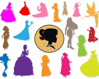 Disney princess silhouette dxf, Princess clipart, SVG files for Silhouette Cameo or Cricut, Princess logo, Princess vector, svg, dxf eps