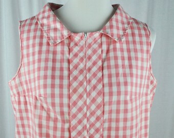 Vintage 1960s Miss Elaine Pink Gingham Romper Sz L