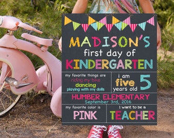 First Day Of Kindergarten Sign | Back To School Signs | Chalkboard Signs | Printable