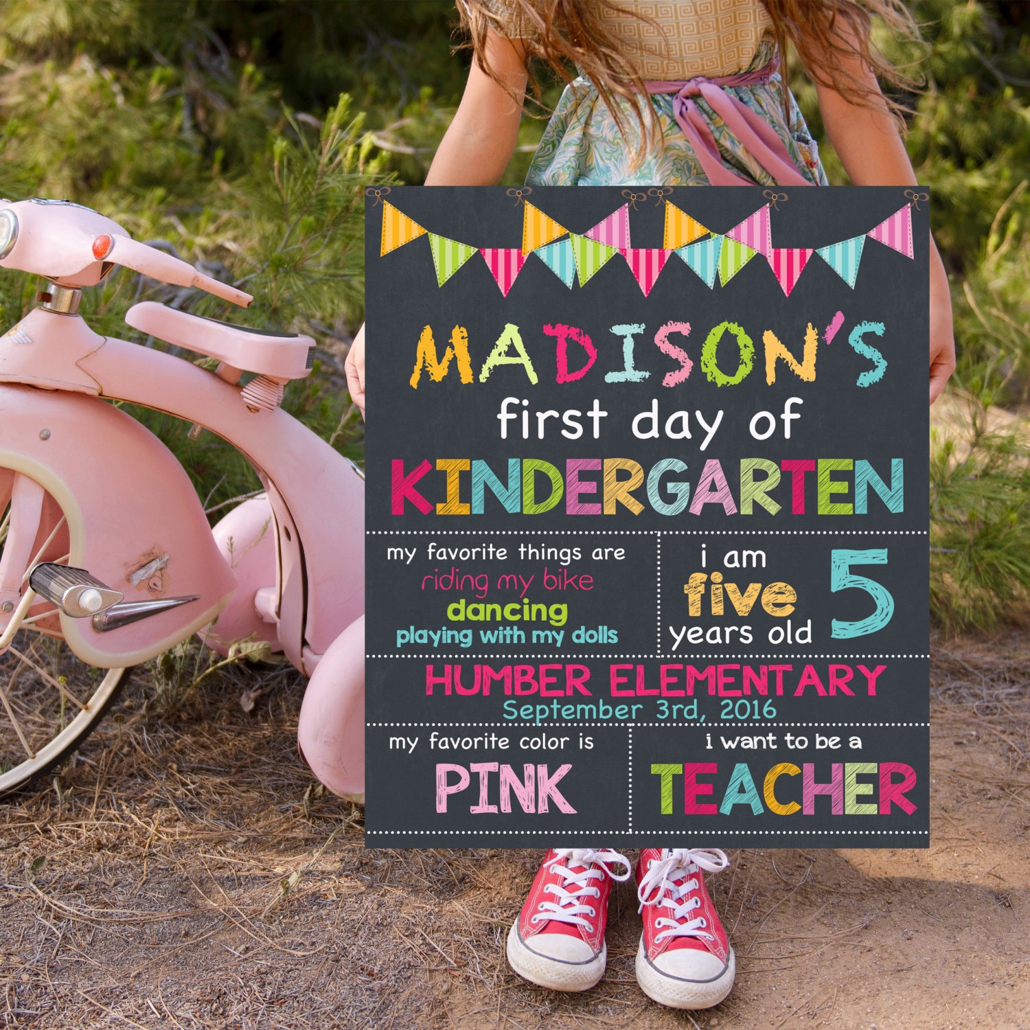 First Day Of Kindergarten Sign Printable Back To School Chalkboard