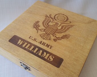 Personalized US Army Keepsake Box - Boot camp graduation gift for soldier