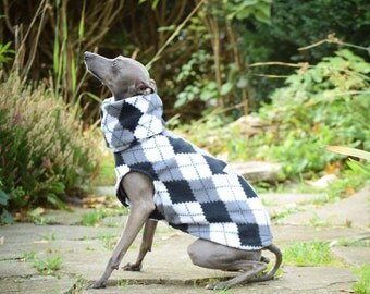 Italian greyhound roll neck vest made from soft, warm, anti-pill fleece called UniVest