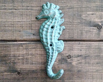 Seahorse Hook | Cast Iron Sea Green | DIY Supply | Wall hook | Coat Hook | Coastal Decor | Nautical Decor | Coastal Living | Beach Decor