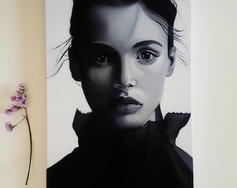 Oil painting on canvas/black and White Face