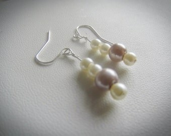 Items similar to Multi-toned Faux Pearl Dangle Earrings on Etsy