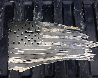 Tattered American Flag Metal Art