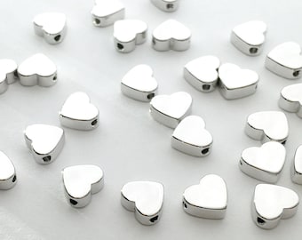 10 Pcs Silver Heart Charm Silver Stamping Blank Charms Silver plated silver blanks bracelet supplies Necklace supplies 10FS-S