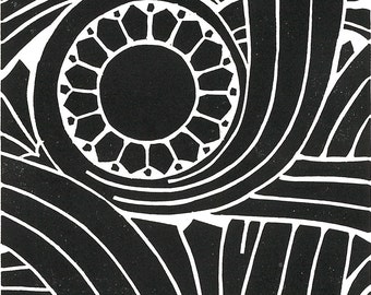 ART DECO PATTERN Linocut - Art Deco Print - 8"x10" - Ready to Ship