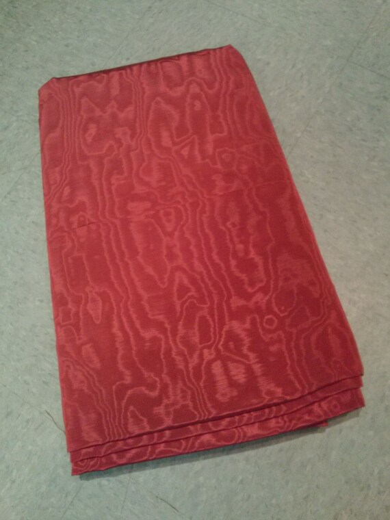 Vintage 1930s Upholstery Fabric Red Silk Moire French 10 YDS