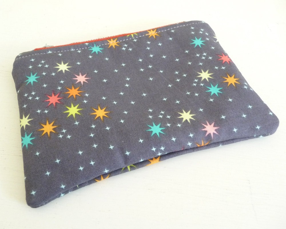 Little Stars Print Zippered Pouch Small makeup or Gadget Bag