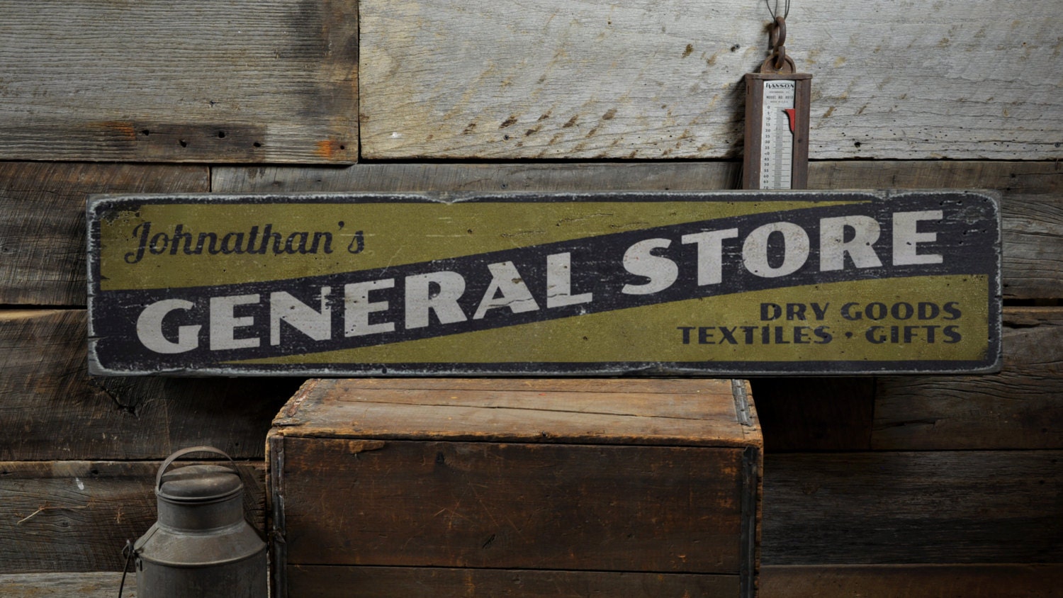 General Store Wood Sign Personalized Shop Owner Name Sign