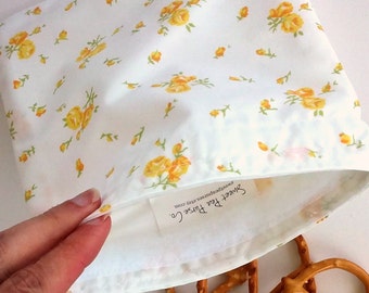 Reusable Snack Bag, Sandwich Bag, perfect for Summer picnics and School lunches, from Vintage Floral Cotton, Zero Waste, Summer floral, boho