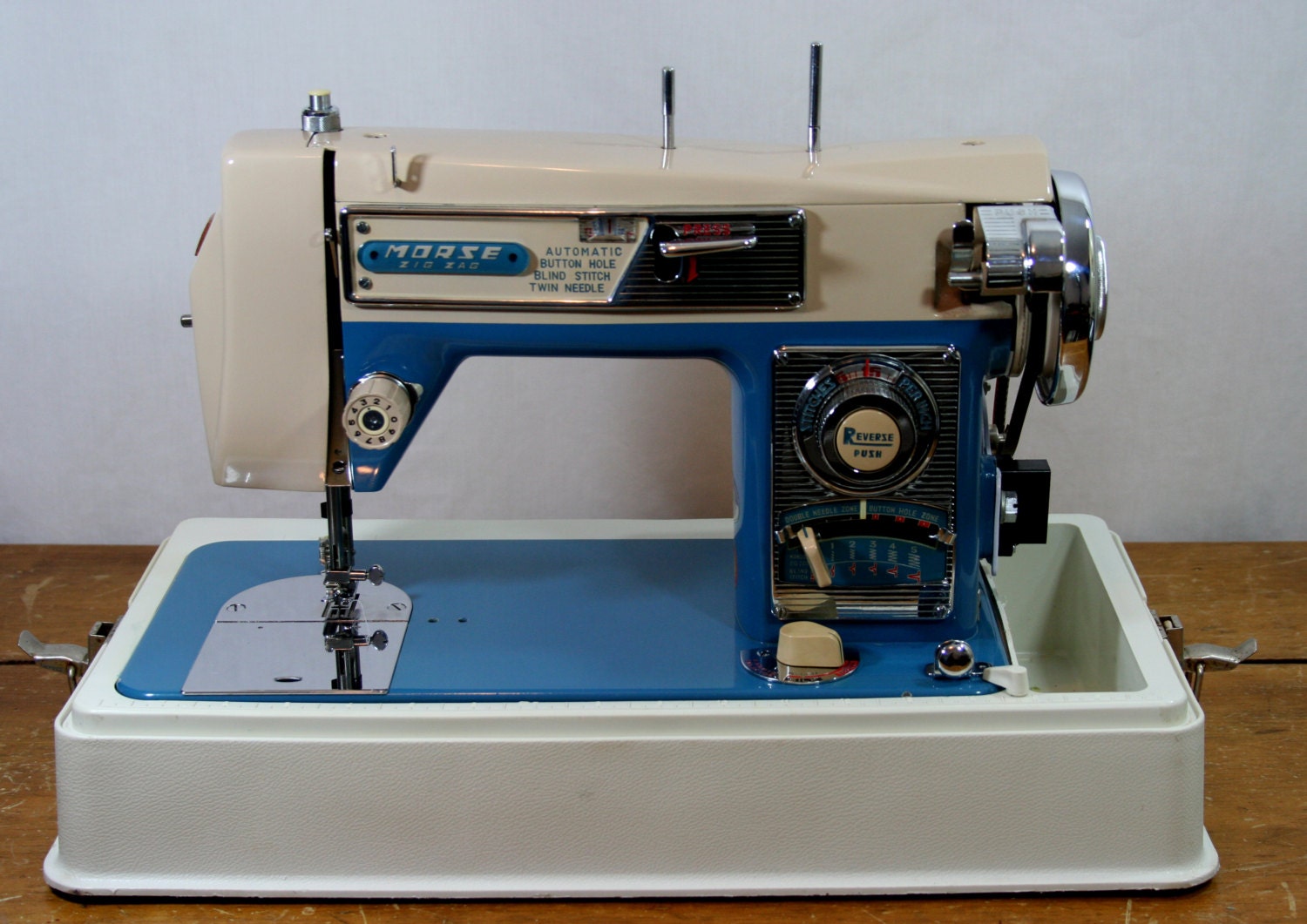 Morse 4300 Sewing Machine Vintage Restored Classic Blue