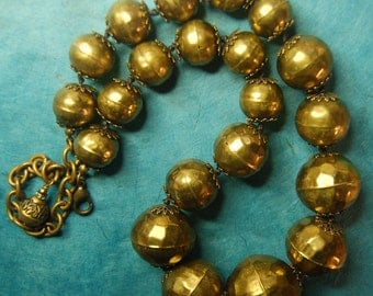 Hand knotted Vintage Hollow Ware Brass beaded necklace