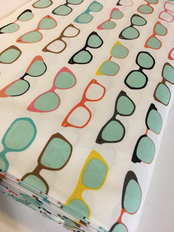 Vintage Glasses Fabric Modern fabric by the Yard Hipster